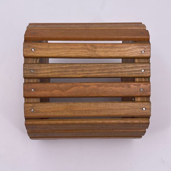 Handmade Decorative Wooden Basket Apple Shaped Storage Box Heart Stem 6 inch - Picture 7 of 11